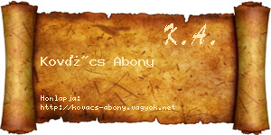 Kovács Abony névjegykártya